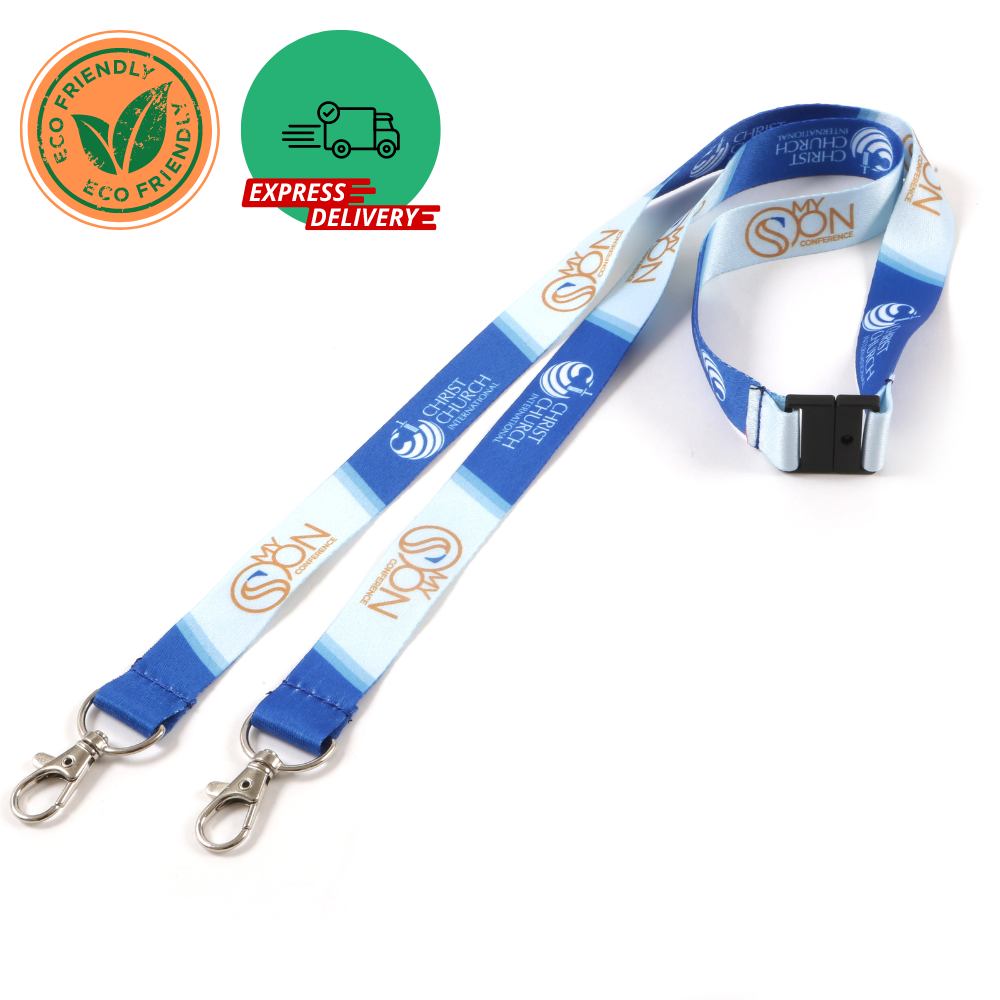 Buy 🌱Rpet Deluxe Full-Colour Double-Ended Printed Lanyards (Express) on Lanyards Direct Today!